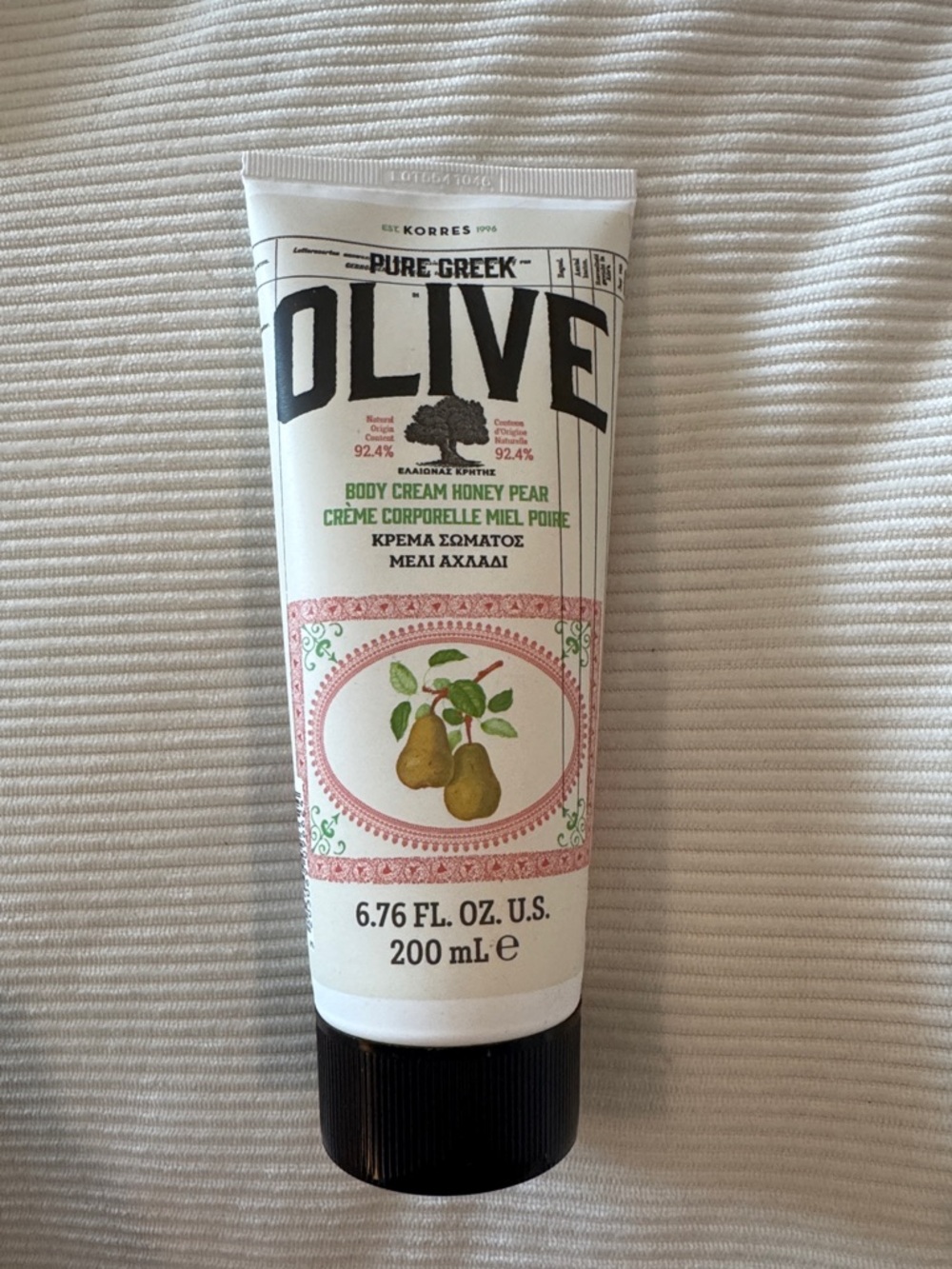 Korres Pure Greek Olive Body Cream – Honey Pear (6.76 oz / 200 mL)